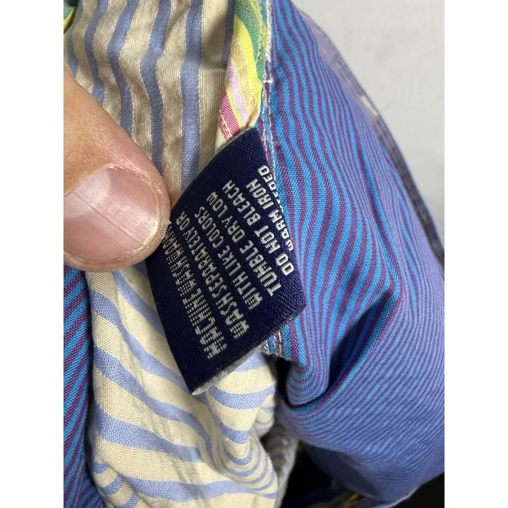 NWT Robert Graham Shorts Men 40 Blue Yellow Pinstripe Side Fastner Colorful Trim